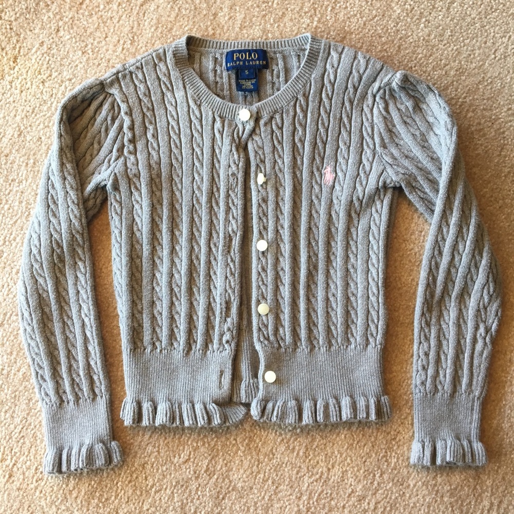 Girls Ralph Lauren Grey Cardigan Sweater Size 5